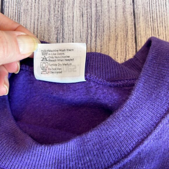 vtg 80s Jesus Messiah purple crewneck sweatshirt size L puff paint double sided - Picture 5 of 14